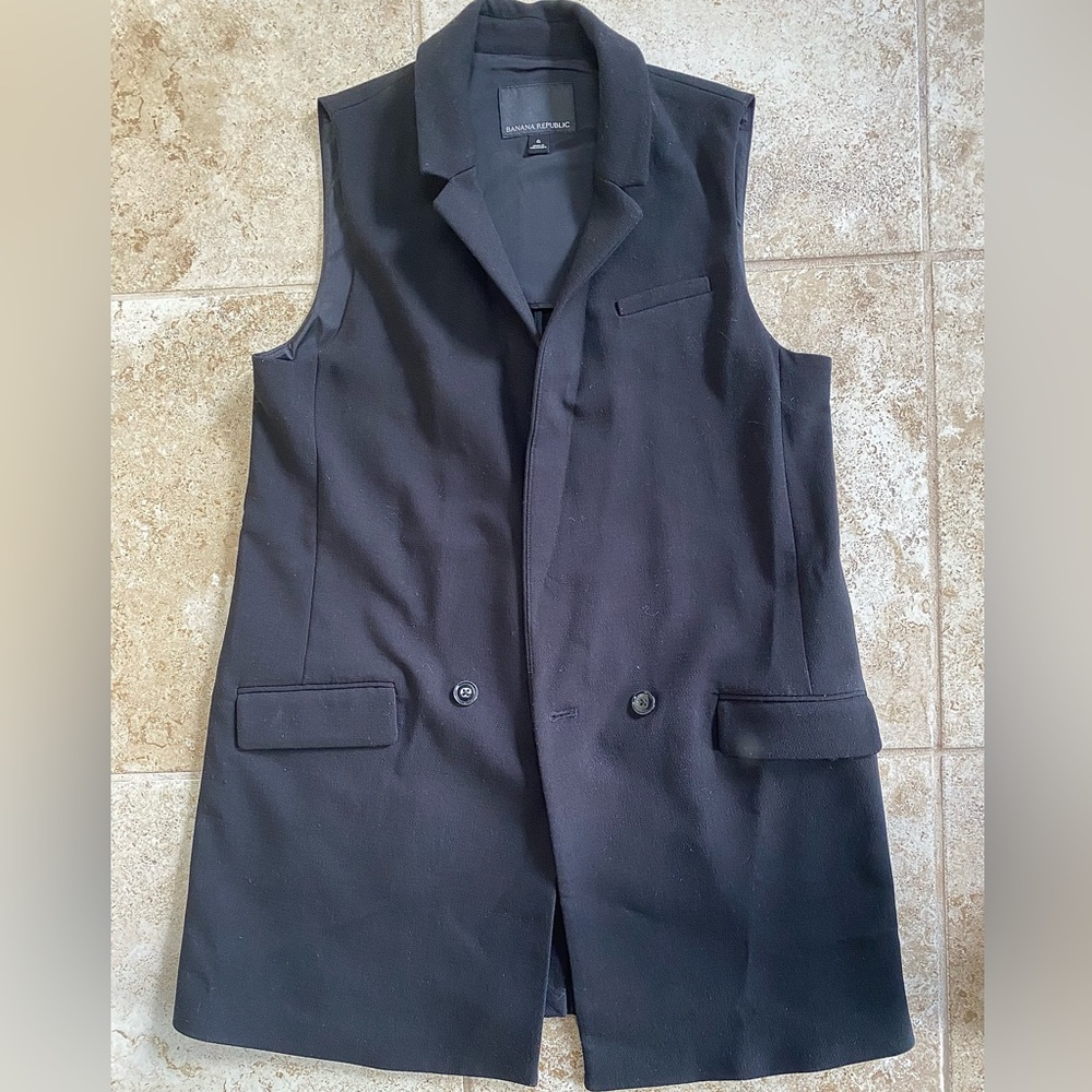 Banana Republic Black Sleeveless Blazer